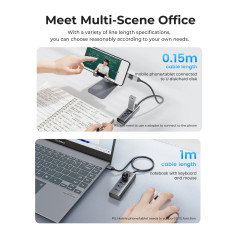 Orico хъб HUB USB3.0 4 port, Aluminium, Grey - PDD4U-U3-015-GY