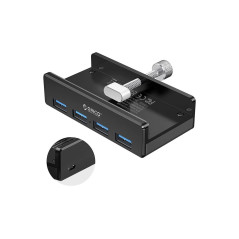 Orico хъб USB 3.0 HUB Clip Type 4 port - aux Micro-USB power input, Black - MH4PU-P-BK