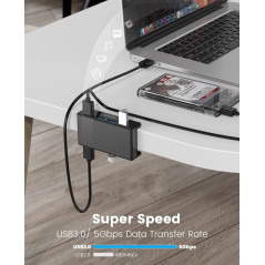 Orico хъб USB 3.0 HUB Clip Type 4 port, Black - MH4PU-BK