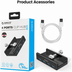 Orico хъб USB 3.0 HUB Clip Type 4 port, Black - MH4PU-BK