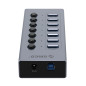 Orico хъб USB3.0 HUB 7 port with Power Adapter, On/Off buttons, Aluminium - BT2U3-7AB-EU-GY Orico хъб USB3.0 HUB 7 port with Power Adapter, On/Off buttons, Aluminium - BT2U3-7AB-EU-GY