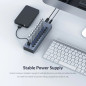 Orico хъб USB3.0 HUB 7 port with Power Adapter, On/Off buttons, Aluminium - BT2U3-7AB-EU-GY Orico хъб USB3.0 HUB 7 port with Power Adapter, On/Off buttons, Aluminium - BT2U3-7AB-EU-GY