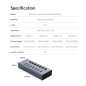 Orico хъб USB3.0 HUB 7 port with Power Adapter, On/Off buttons, Aluminium - BT2U3-7AB-EU-GY Orico хъб USB3.0 HUB 7 port with Power Adapter, On/Off buttons, Aluminium - BT2U3-7AB-EU-GY