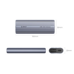 Orico външна кутия за диск Storage - Case - M.2 NVMe M key - USB-C/A, 40Gbps, Built-in Air Cooling, Aluminium - ACOM2-U4-GY