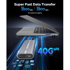 Orico външна кутия за диск Storage - Case - M.2 NVMe M key - USB-C/A, 40Gbps, Built-in Air Cooling, Aluminium - ACOM2-U4-GY