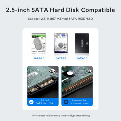 Orico кутия за диск Storage - Case - 2.5 inch USB-C - 2577C3-V1-BK