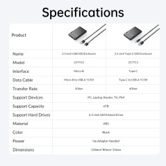 Orico кутия за диск Storage - Case - 2.5 inch USB-C - 2577C3-V1-BK