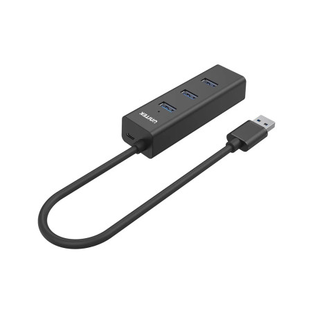 Unitek хъб USB3.0 HUB 4 port, 1.2m cable, aux USB-C power input - Y-3089V01