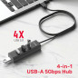 Unitek хъб USB3.0 HUB 4 port, 1.2m cable, aux USB-C power input - Y-3089V01