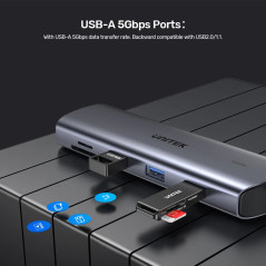 Unitek докинг станция Type-C Docking Station PD3.0 100W - HDMI, USB-C x 1, USB3.0 x 3, LAN, SD, VGA - D1113A