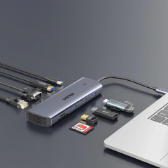 Unitek докинг станция Type-C Docking Station PD3.0 100W - HDMI, USB-C x 1, USB3.0 x 3, LAN, SD, VGA - D1113A