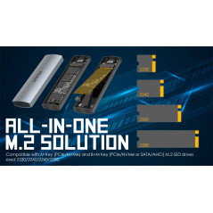 Unitek външна кутия за диск Storage - Case - M.2 NVMe/SATA M/B key - USB-C 10Gbps - S1230A