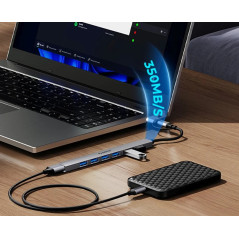 Orico хъб HUB USB-C/USB-A 7 port - USB3.0 x 1, USB2.0 x 6 - YSA2-U3-GY