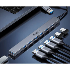 Orico хъб HUB USB-C/USB-A 7 port - USB3.0 x 1, USB2.0 x 6 - YSA2-U3-GY