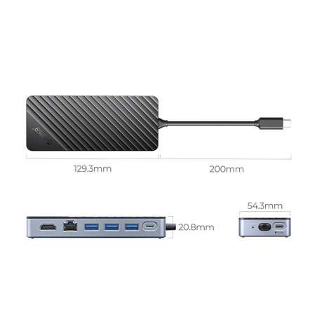 Orico докинг станция Portable Docking station M.2 SATA/NVMe - HDMI, USB3.2-A x 1, USB-C (10Gbps) x 1,USB-C (PD100W), USB2.0-A x 