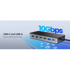 Orico докинг станция Portable Docking station M.2 SATA/NVMe - HDMI, USB3.2-A x 1, USB-C (10Gbps) x 1,USB-C (PD100W), USB2.0-A x 