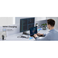 Orico докинг станция Portable Docking station M.2 SATA/NVMe - HDMI, USB3.2-A x 1, USB-C (10Gbps) x 1,USB-C (PD100W), USB2.0-A x 