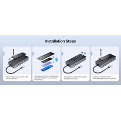 Orico докинг станция Portable Docking station M.2 SATA/NVMe - HDMI, USB3.2-A x 1, USB-C (10Gbps) x 1,USB-C (PD100W), USB2.0-A x 