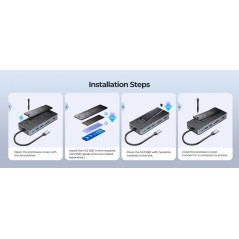 Orico докинг станция Portable Docking station M.2 SATA/NVMe - HDMI, USB3.2-A x 2, USB-C (10Gbps) x 1,USB-C (PD100W), SD/TF - OM2