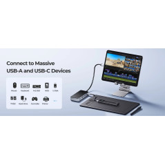 Orico докинг станция Portable Docking station M.2 SATA/NVMe - HDMI, USB3.2-A x 2, USB-C (10Gbps) x 1,USB-C (PD100W), SD/TF - OM2