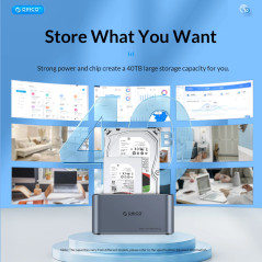 Orico докинг станция Storage - HDD/SSD Dock - 2 BAY Offline Clone 2.5/3.5 USB-C/USB-A - 6626C3-C-V1