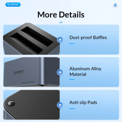 Orico докинг станция Storage - HDD/SSD Dock - 2 BAY Offline Clone 2.5/3.5 USB-C/USB-A - 6626C3-C-V1