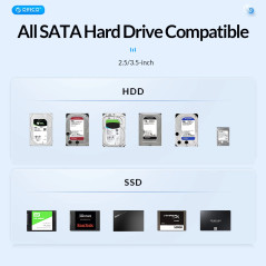 Orico докинг станция Storage - HDD/SSD Dock - 2 BAY Offline Clone 2.5/3.5 USB-C/USB-A - 6626C3-C-V1
