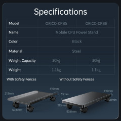 Orico поставка за компютър PC Stand - Computer Bracket - Water Resistant, Black - CPB6-BK