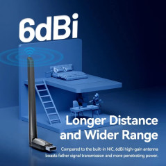 Vention безжичен адаптер WiFi USB adapter Dual Band, 650Mbps, Black - KDTB0