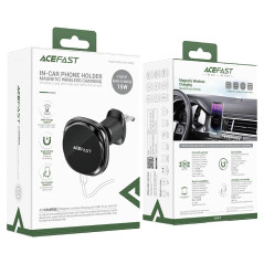 Acefast Стойка за телефон за кола Car phone holder - for Air vent, Wireless Magnetic Wireless Charging - D31 - Black