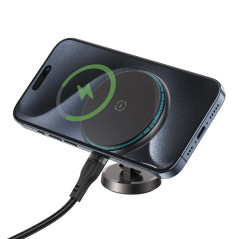 Acefast Зареждаща стойка за телефон за кола Car phone holder - MAG-Charging 15W, Metal, Magnetic Ring, 360 deg, Foldable - D30 -