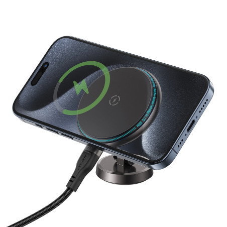 Acefast Зареждаща стойка за телефон за кола Car phone holder - MAG-Charging 15W, Metal, Magnetic Ring, 360 deg, Foldable - D30 -
