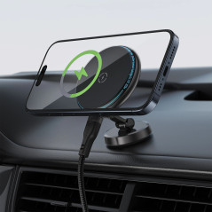 Acefast Зареждаща стойка за телефон за кола Car phone holder - MAG-Charging 15W, Metal, Magnetic Ring, 360 deg, Foldable - D30 -