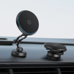 Acefast Зареждаща стойка за телефон за кола Car phone holder - MAG-Charging 15W, Metal, Magnetic Ring, 360 deg, Foldable - D30 -