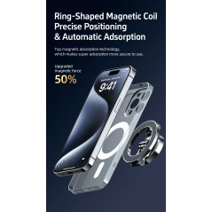 Acefast Стойка за телефон за кола Car phone holder - Metal, Magnetic Ring, 360 deg - D20 - Grey