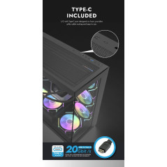 Darkflash кутия Case ATX - DS900 Black - 7 x 120 mm A-RGB fans included, USB-C