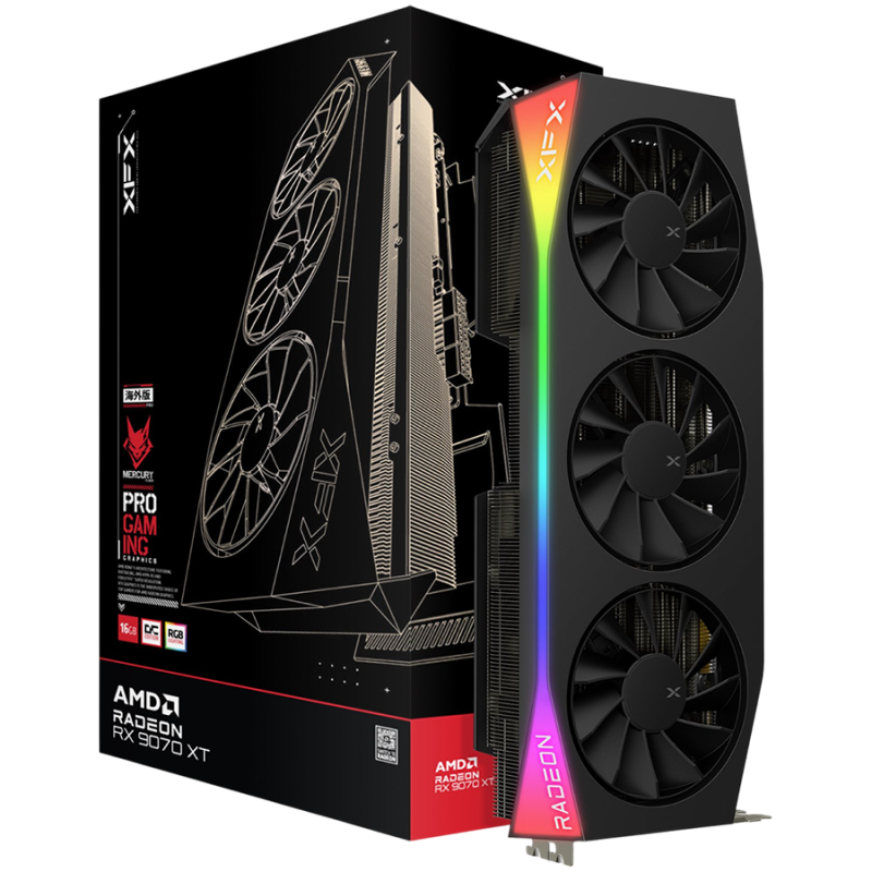 XFX Mercury AMD Radeon RX 9070XT OC Gaming Edition with RGB 16GB GDDR6, HDMI 3xDP XFX Mercury AMD Radeon RX 9070XT OC Gaming Edition with RGB 16GB GDDR6, HDMI 3xDP