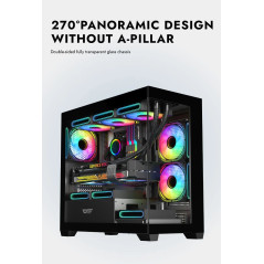 Darkflash кутия Case mATX - DS900M Black - 6 x 120 mm Infinity Mirror A-RGB