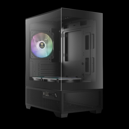 Gamdias кутия Case mATX - AURA GC9M Elite - 3 x 120 mm A-RGB, USB-C, Tempered Glass