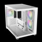 Gamdias кутия Case mATX - AURA GC10M v2 White - 3 x 120 mm A-RGB, USB-C, Tempered Glass