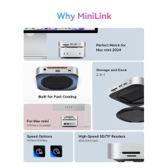 Orico докинг станция SSD Docking station M.2 NVMe - USB-C(10Gbps) x 1, USB3.2 x 2, USB2.0 x 2, M.2 x 1, Audio, SD/TF 4.0 - MiniL