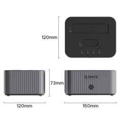 Orico докинг станция Storage - HDD/M.2 Dock - 2 BAY Offline Clone 2.5/3.5/M.2 NVMe USB-C/USB-A - IT28E-C-EU-GY