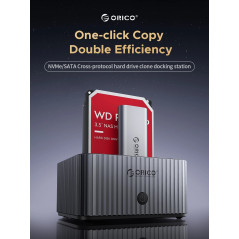 Orico докинг станция Storage - HDD/M.2 Dock - 2 BAY Offline Clone 2.5/3.5/M.2 NVMe USB-C/USB-A - IT28E-C-EU-GY