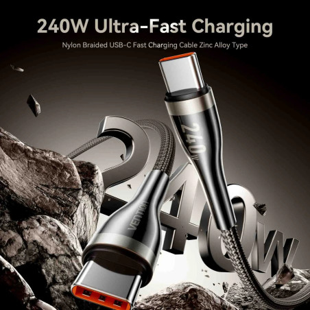 Vention кабел Cable - USB2.0 Type-C to Type-C - 5A Fast Charging, 240W, PD3.1, 1.2m - CTYBAV