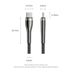 Vention кабел Cable - USB2.0 Type-C to Type-C - 5A Fast Charging, 240W, PD3.1, 1.2m - CTYBAV