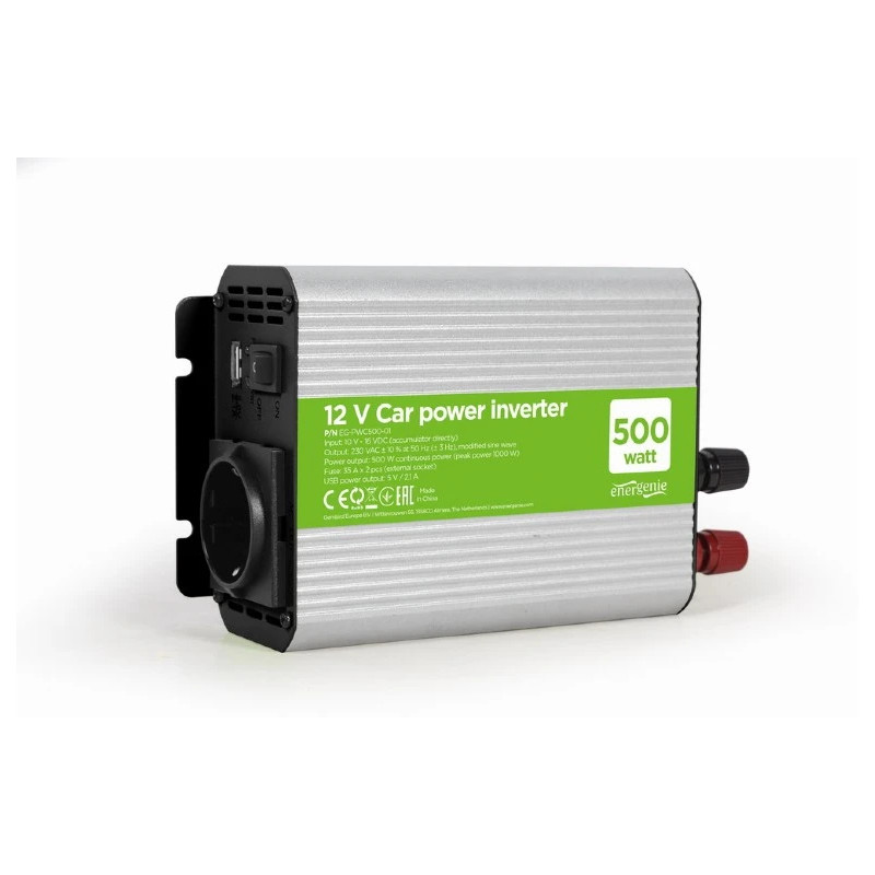 Gembird инвертор за автомобил Car power inverter - EG-PWC500-01 - 500W, USB-A Gembird инвертор за автомобил Car power inverter - EG-PWC500-01 - 500W, USB-A