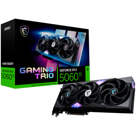MSI Video Card NVIDIA GeForce RTX 5060 Ti 16G GAMING TRIO OC, 16GB GDDR7, 128-bit, 2662 MHz Boost, 4608 CUDA Cores, PCIe 5.0 (x8