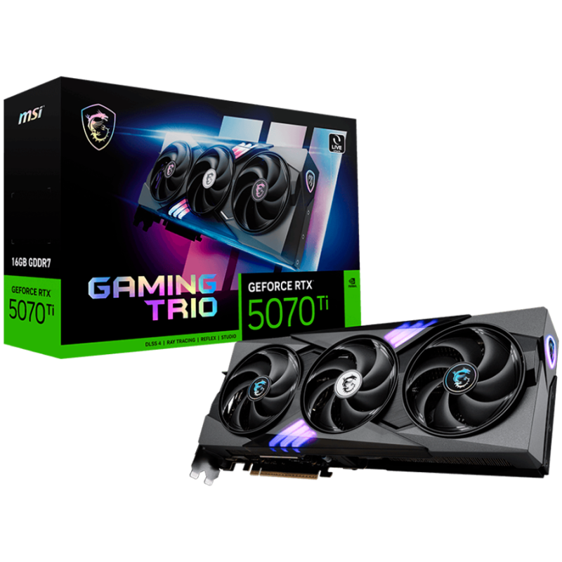 MSI Video Card Nvidia GeForce RTX 5070 TI 16G GAMING TRIO, 16GB GDDR7, 256bit, Effective Memory Clock: 28000MHz, Boost: 2452 MHz