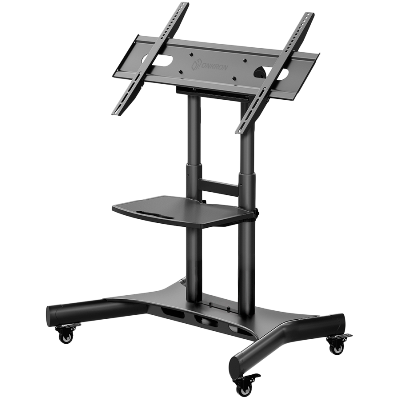 ONKRON Tilting Mobile TV Stand for 50'' – 83 Inch LCD LED OLED TV Screens & Touch Panels Rolling TV Cart on Wheels with Shelf, B
