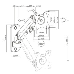 Gembird Стойка за монитор за стена WALL Mount Monitor - MA-WA1-01